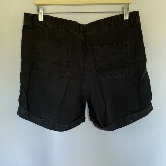 Faded Glory linen and cotton black shorts drawstring pockets casual summer - Picture 6 of 6